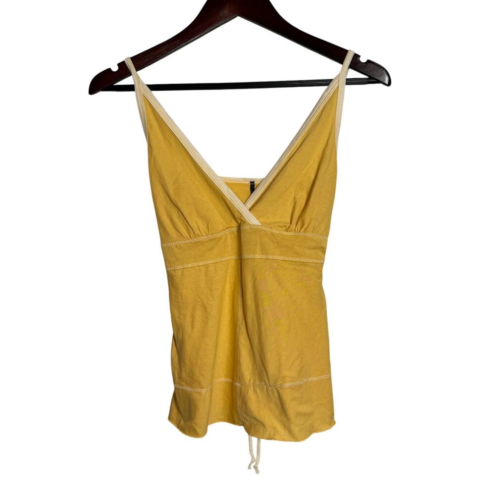 Y2K 2000s Brand Chloe K Yellow and White tie back Spaghetti Strap Tank Babydoll